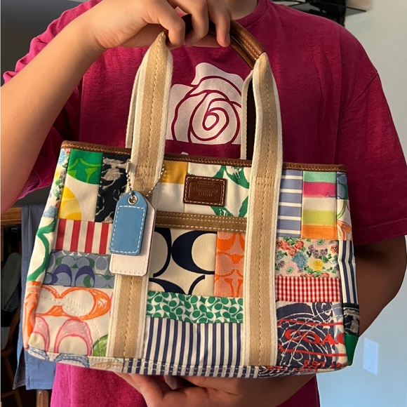 Never used vintage Coach madras handbag - Picture 7 of 8